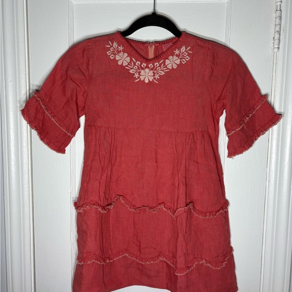 Apolina Odett Kids Dress Faded Coral Size 7/9y 100% Linen - www.i 